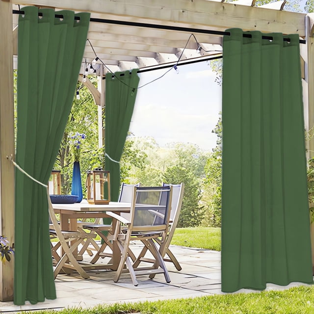 Aufmer 2 Pcs Waterproof Outdoor Window Screen Curtain, Transparent Polyester Shade for Terrace/Pavilion, 83.85x51.96in with Metal Hanging System