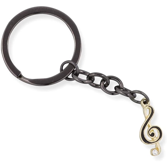 Emerald Park Jewelry Clé de Sol Symbole Musical Noir sur Or Porte-Clés Breloque Couleur