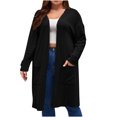 thumbnail image 1 of FAIWAD Women Long Cardigan Sweaters with Pocket Long Sleeve Ribbed Knit Open Front Coat, 1 of 7