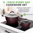 thumbnail image 2 of Induction Cookware Set, Ceramic Pots & Pans Set Non Stick, Saucepan, Frying Pans, Cooking Pots, Lids, Utensil - Stylish Kitchenware with Elegant, Diamond Pattern 11 Pc, 2 of 7