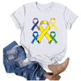 thumbnail image 3 of UANWENN T-Shirts Décontractés pour Femmes avec Imprimé Ruban de Sensibilisation au Cancer, Manches Courtes, Col Rond, Style de Base pour le Quotidien, T-Shirts Surdimensionnés pour Femmes, Haut Athlétique à Manches Courtes, Haut Femme Ample Femmes, 3 of 4