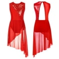 thumbnail image 1 of Alvivi Enfants Filles Brillant Lyrique Ballet Robe de Danse Justaucorps de Gymnastique Sans Manches Tenue de Danse Moderne Costume Rouge 16, 1 of 6