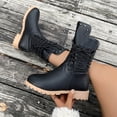 thumbnail image 2 of LOVZFMLL Bottes pour Femmes Mi-Mollet Bottes d'Hiver à Lacets Bout Rond Sangles Ajustables Talon Bas Épais Décontractées Mode Automne Chaussures, 2 of 9