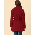 thumbnail image 4 of INSPIRE CHIC Manteau Trench Long pour Femme, Mignon, Col Rabattu, Boutonnage Simple, Ceinturé, Rouge Foncé, TP, 4 of 6