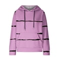 thumbnail image 4 of EGNMCR Sweat à Capuche à Manches Longues pour Femmes, Imprimé Rayé, avec Poches, Automne, 4 of 6