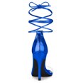 thumbnail image 4 of BLISSFUL STEP Sandales à Talon Aiguille à Lacets pour Femme à Bride Transparente Bleu Foncé US 10, 4 of 7