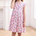 thumbnail image 2 of vdgthytj Robes d'Été pour Tout-Petites Filles à Imprimé Floral à Manches Volantées Robe Soleil Ligne A Robe de Plage pour Fête pour Enfants 2-10 Ans, 2 of 5