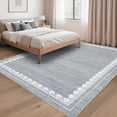 thumbnail image 2 of Washable Area Rug 9x12ft – Soft Non-Slip Low Pile Carpet with Modern Border Design, Neutral Grey – Large Rug for Living Room, Bedroom and Dining Room, 2 of 7