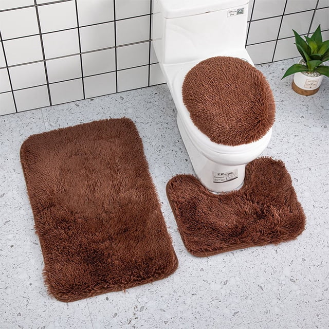 TIMIFIS Bathroom Rugs Household Supplies Solid Color 3 Piece Bathroom Rug Set Bathroom Toilet Carpet Anti-Slip Mat Solid Color Bathroom Toilet Floor Mat Mothers Day Gifts pring