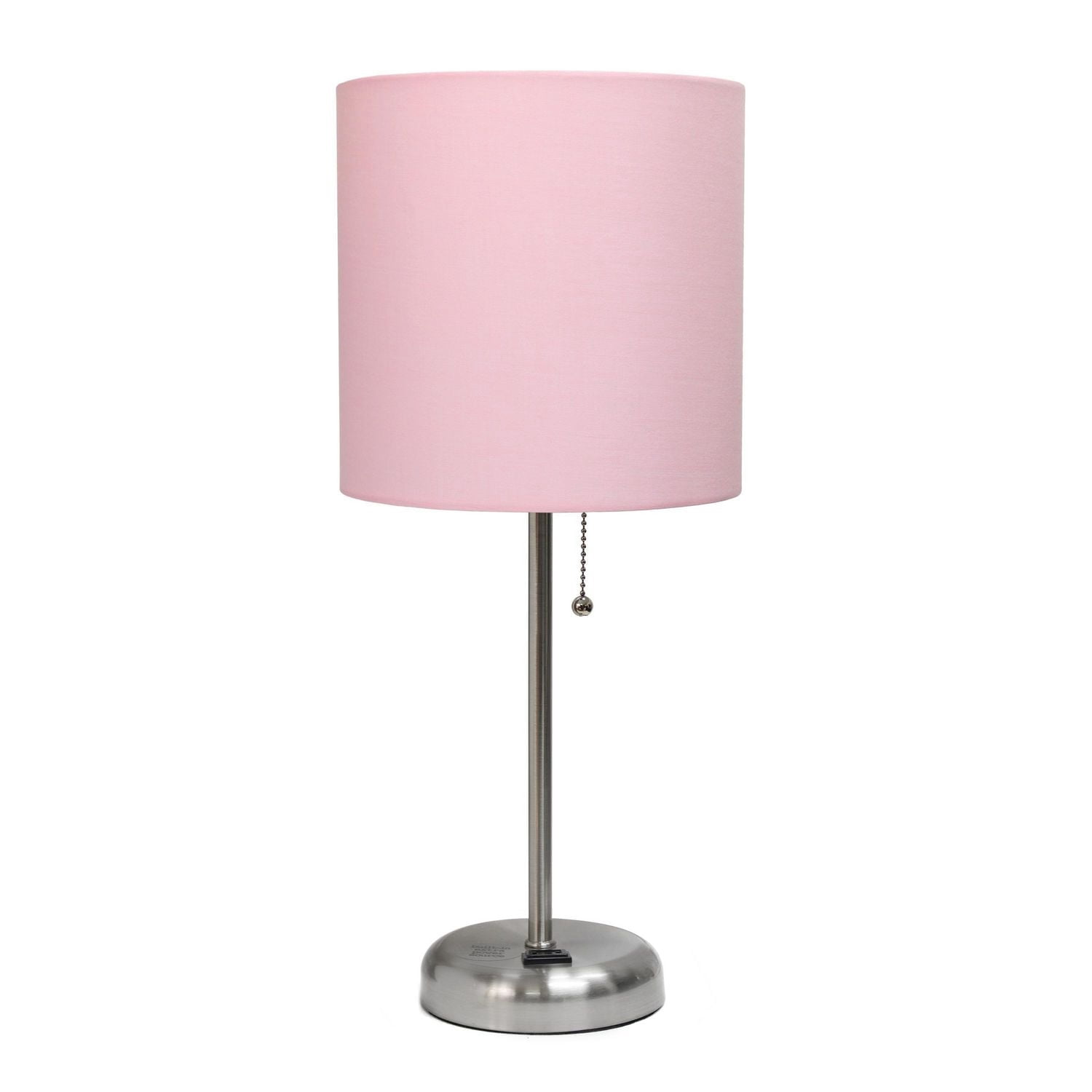 Lampe bâton Feux de la Rampe avec prise de charge et abat-jour en tissu, rose clair