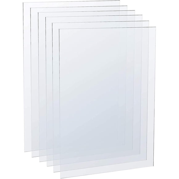 6 Pcs Clear Acrylic Sheets, Plastic Perspex Sheets, Transparent Plexiglass Panels Boards Sheets for Picture Frame Glass Replacement, Display Projects
