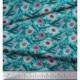 thumbnail image 2 of Soimoi Rayon Crepe Fabric Leaves & Floral Block Print Fabric by The Yard 46 Inch Wide, 2 of 3