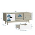 thumbnail image 2 of Gymax Meuble Télé pour Télé jusqu'à 60 Pieds' Console Multimédia Table de Rangement avec Portes Chêne, 2 of 10