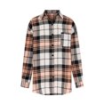 thumbnail image 5 of Pompotops Mode Femmes Poches Décontractées Imprimé Manches Longues Tops Veste Plaid Manteau Clair, 5 of 5