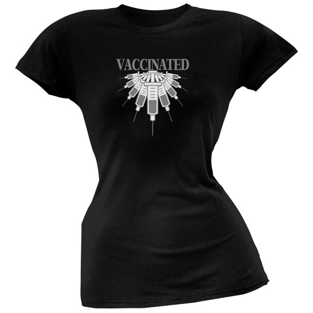 Proudly Vaccinated Black Juniors Soft T-Shirt