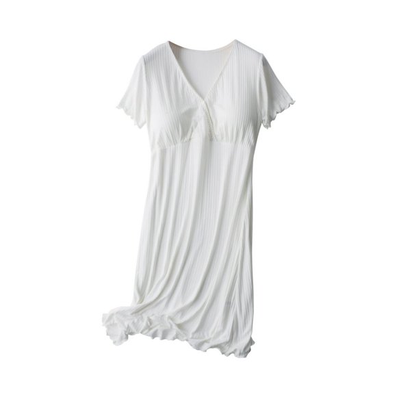 Maternity Dress For Women Plus Size Summer Baby Shower Pregnancy Dresses For Photoshoot Maternity Clothing Womens Solid V-neck Short Sleeve Breastfeeding Postpartum Sleepwear With,white,L