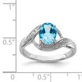 thumbnail image 2 of 925 Sterling Silver Rhodium Light Swiss Blue Topaz and Diamond Ring, 2 of 2