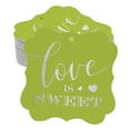 thumbnail image 1 of Inkdotpot Pack Of 50 Real Silver Foil Bracket Shape Paper Tags Love Is Sweet Wedding Favor Hang Tags, 1 of 6