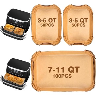 Air Fryer Liners Disposable Compatible for Ninja DZ071 Foodi 7-QT/Instant 9 QT DualZone FlexBasket Air Fryer, 150 PCS Unbleached Parchment Paper Liners for Ninja Air Fryer Accessories