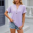 thumbnail image 2 of RKSTN Womens Tops 2024 Fashion Casual Short Sleeve V Neck Tops Loose Plus Size Solid Color Mesh Breathable Temperament Tops, 2 of 5