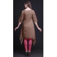thumbnail image 4 of Bimba Kurti Asymétrique Rose à Feuilles de Monstera Imprimées pour Femmes Robe d'Été Indienne Tunique XSmall, 4 of 6