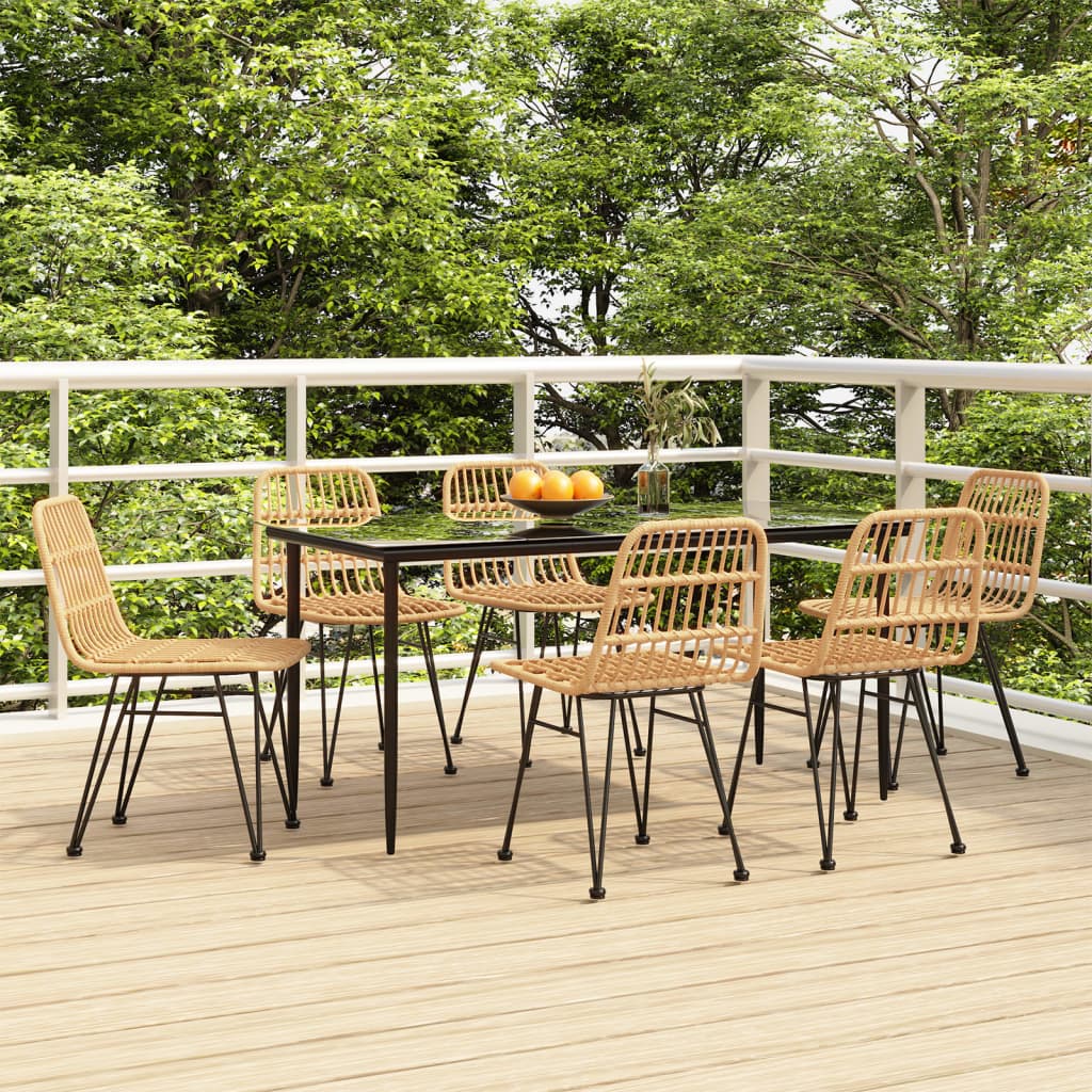 vidaXL Ensemble de Salle à Manger de Jardin 7 Pcs en Rotin Poly