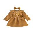 thumbnail image 1 of MesaSe Robe en Velours Côtelé à Volants Manches Longues Bandeau Robes Enfants Rouge Vin 6-12 Mois, 1 of 9