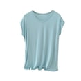 thumbnail image 1 of BLVB Plus Size Pajama Tops for Women Loose Fit V Neck Short Sleeve Soft Modal Sleep Shirts Loungewear, 1 of 6