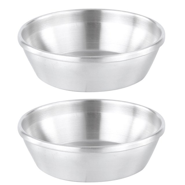 2 Pcs Assiette Multi-Usage Soucoupe à Assaisonnement Assiette Apéritif Plat en Acier Inoxydable