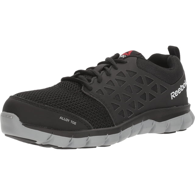 Reebok Work Sublite Cushion Work RB041 Chaussure Industrielle et de construction Noire, Taille 9 W US. Cette Chaussure de Sécurité pour Femme Présente une Tige en Cuir durable, une protection des Orteils en Alliage et une Semelle Légère Rembourrée pour le Confort et la Sécurité dans les Environnements de Travail.