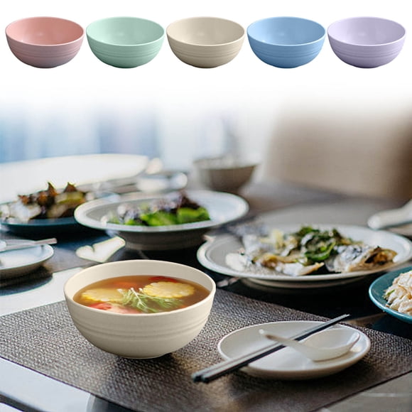 Pisexur 5PC Small Slipresistant Maize Straw Plastic Bowls Home Use And Non-Slip And Colorful Soup And Sammy Bowls