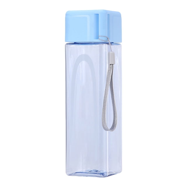 O-055 Gobelet d'Eau Carré Transparent Bleu en Plastique 500 ml Design Minimaliste Hydratation
