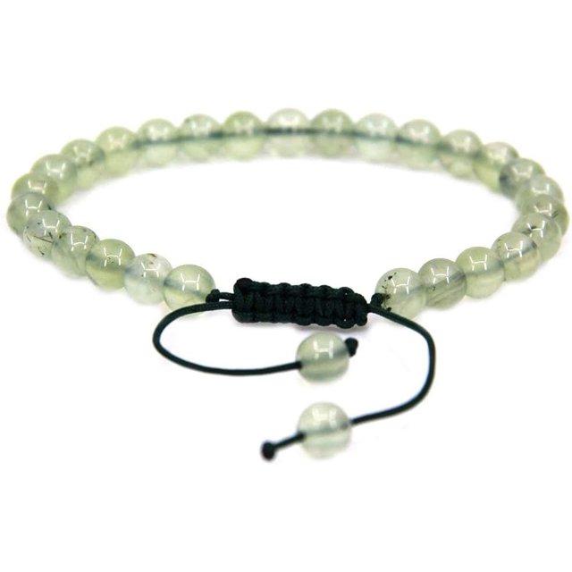 Bracelet Ajustable Unisexe en Perles Rondes de 6 mm en Préhnite Naturelle