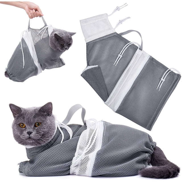 Cat Bathing Bag,Puppy Dog Cleaning Shower Bag- Adjustable Anti-Bite and Anti-Scratch Polyester Soft Restraint Cat Grooming Bag for Bathing, Nail Trimming, Injection, Medicine Taking