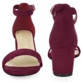 thumbnail image 3 of BLISSFUL STEP Women's Ankle Strap Open Toe Block Heels Sandals Burgundy (Size 7), 3 of 6