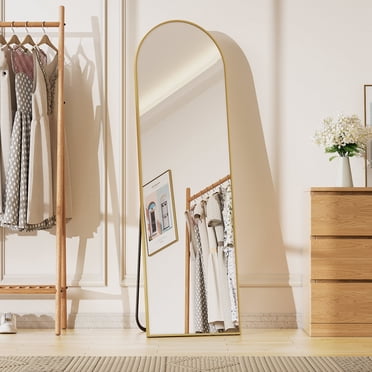 BEAUTYPEAK 59"x16" Arched Full Length Mirror Floor Mirror for Leaning Standing, Gold
