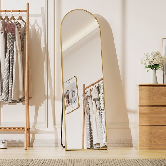 BEAUTYPEAK 59"x16" Arched Full Length Mirror Floor Mirror for Leaning Standing, Gold