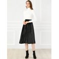 thumbnail image 4 of INSPIRE CHIC Jupe Midi Évasée Plissée en Velours à Taille Haute Élastique pour Femme, 4 of 6