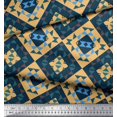 thumbnail image 3 of Soimoi Orange Crepe Silk Fabric Check & Geometric Fabric Prints By Yard 42 Inch Wide, 3 of 5