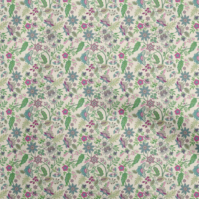 oneOone Coton Popeline Sergé Jaune Clair Tissu Jacobée Robe Florale Tissu Tissu Imprimé par la Cour 56 Pouces de Large