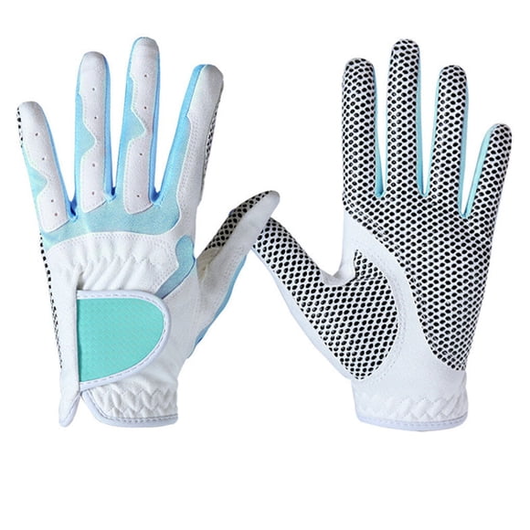 relayinert 1 Paire Gants de Golf Femmes Antidérapants Microfibre Élastiques Respirants Mitaine Blanc Bleu Taille 18