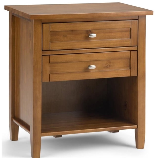Table de Chevet Transitionnelle Warm Shaker en Bois 24 Pouces en Brun Doré Clair