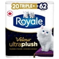 thumbnail image 1 of Royale Velour Ultra Plush Toilet Paper, 20 Triple plus equal 62 rolls, 1 of 9