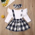 thumbnail image 3 of Enfants de Noël Bébé Fille 3PCS Vêtements Ensemble Dentelle Hauts Solides Robe à Carreaux Tenue Rouge 1-2 Ans, 3 of 8