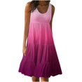 thumbnail image 1 of CHUANK Robes en Lin pour Femmes Été Grande Taille Manches Courtes Col en V Longueur Genou Robe Ample Décontractée Confortable Robe de Plage Soldes de Liquidation 2024, 1 of 6