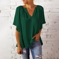 thumbnail image 2 of Timegard Womens Tops V Neck Drop Shoulder Short Sleeve Loose Comfy Solid Color Tops Tee Summer Beach, 2 of 6