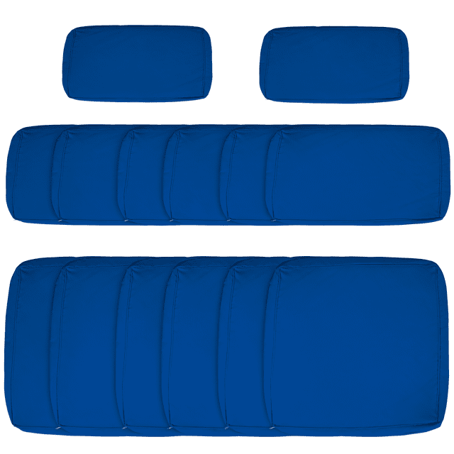 Outsunny Housse de Coussin de Remplacement pour Ensemble de Canapé en Rotin de Patio Extérieur 14 Pcs en Bleu Marine. Comprend 6 Housses de Coussin d'Assise et 8 Housses de Coussin de Dossier (6 Grandes, 2 Petites) en Tissu polyester durable. Conçues pour Protéger les Coussins de la Moisissure et de l'Humidité Tout en Ajoutant un Style Frais à Votre Ensemble de Canapé en Rotin. les Housses Sont Lavables à la Machine et Dotées de Fermetures Éclair pour une installation Facile. Convient à Outsunny SKU : 860-020MX. Dimensions : Coussin d'Assise 25.6 Pouces L x 25