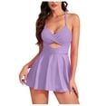 thumbnail image 2 of LSLJS Women's Spring Fashion Swim Skirt Solid Color Large Size Suspender Swim Skirt, Plus Size Swimsuit, 2 of 7
