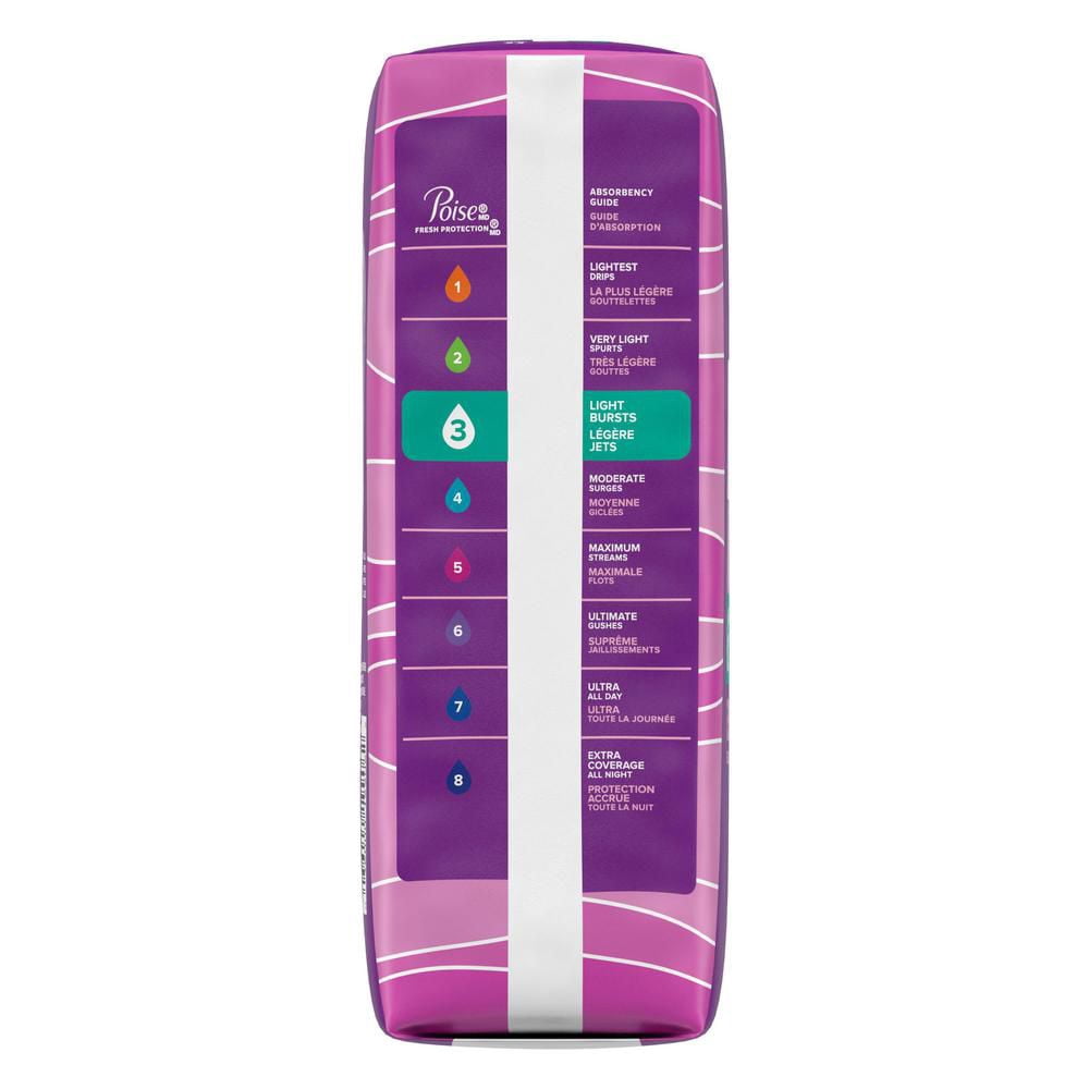 Serviettes d’incontinence Poise pour femmes, degré d’absorption 3, absorption lèger