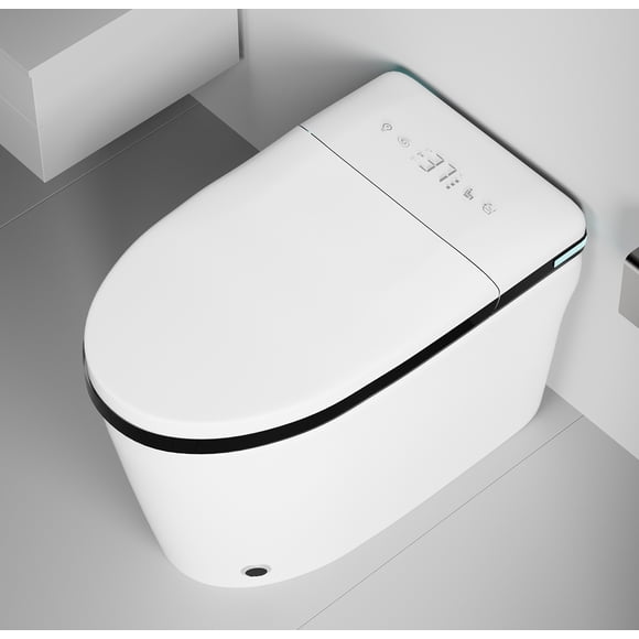 Smart Toilet, Tankless Japanese Toilets with Dryer and Warm Water Sprayer, ADA Comfort Height One-Piece Toilet with Heated Seat, Smart with Bidet Built In Featuring Foot Sensor and LED Display
